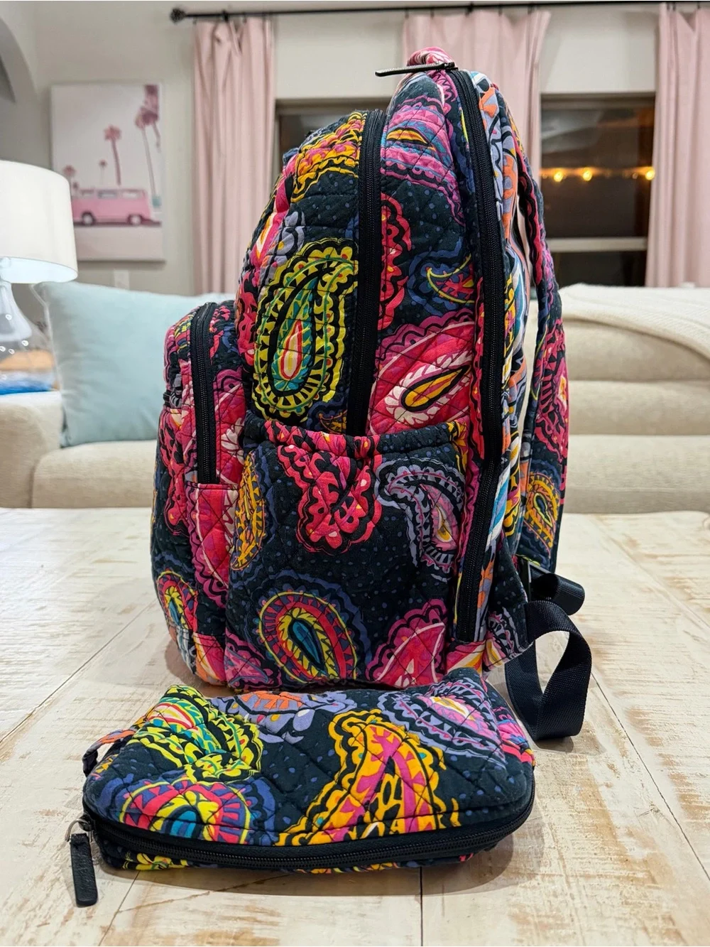 Vera Bradley XL Essential Backpack with Zip Pouch Twilight Paisley